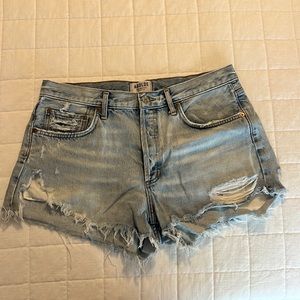 Agolde Distressed Light Denim Shorts
